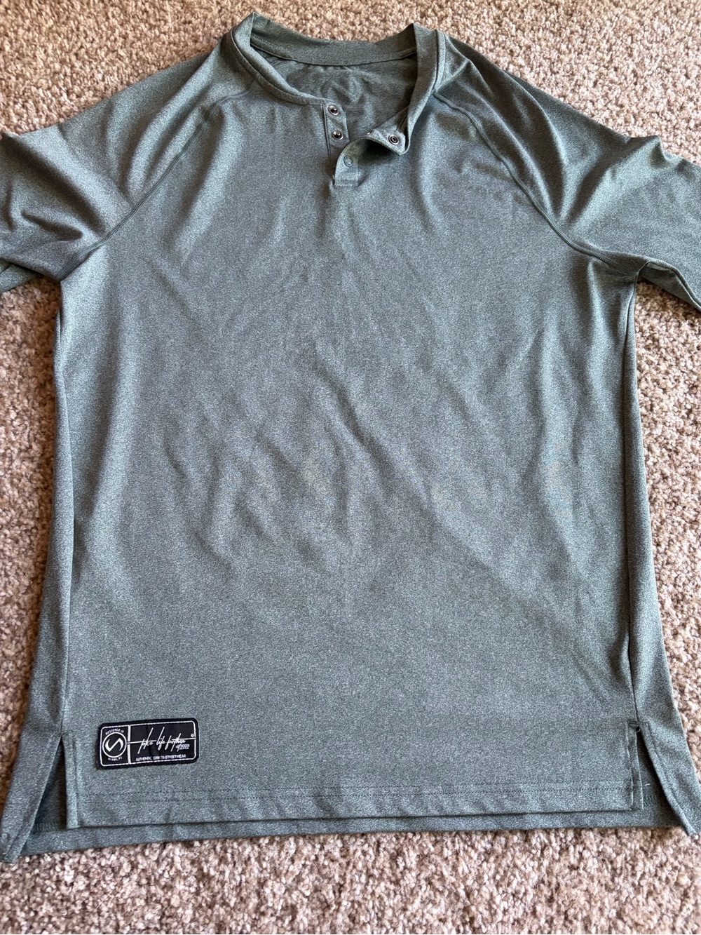 Take Life Further TLF Men’s M Gray Henley Gym Fitted Tee
